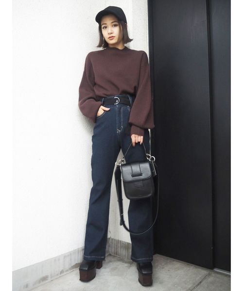 EMODA（エモダ）の「UPネックパフニット（ニット/セーター・レディース・ブラック/ミント/パープル/ブラウン・FREE）」の17枚目の写真