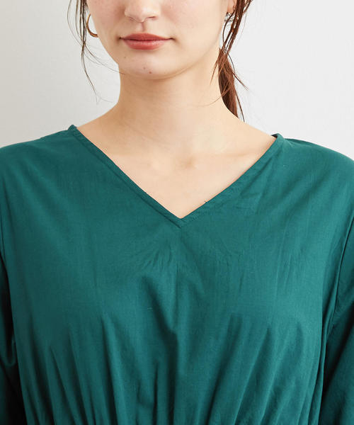 green label relaxing(グリーンレーベルリラクシング)の「CFC INDIA Vネック ティアード ワンピース(ワンピース・レディース・ベージュ/ネイビー/ダークグリーン・FREE)」の8枚目の写真