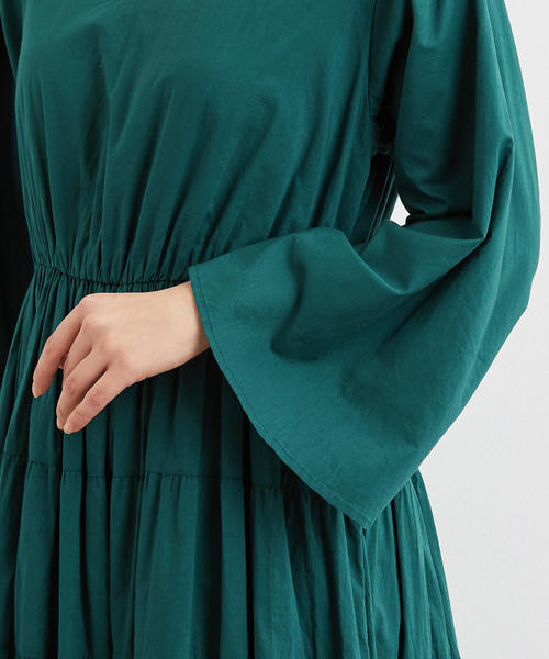 green label relaxing(グリーンレーベルリラクシング)の「CFC INDIA Vネック ティアード ワンピース(ワンピース・レディース・ベージュ/ネイビー/ダークグリーン・FREE)」の11枚目の写真