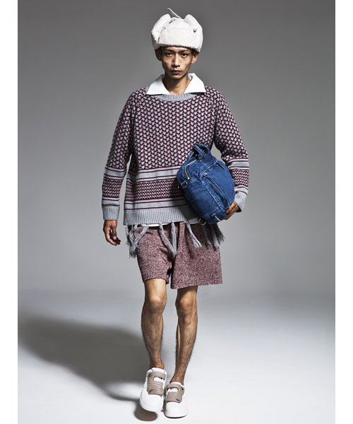 banal chic bizarre（バナルシックビザール）の「AFGHAN KNIT ◆（ニット/セーター・メンズ・ブラック×ホワイト/ワインレッド・FREE）」の4枚目の写真