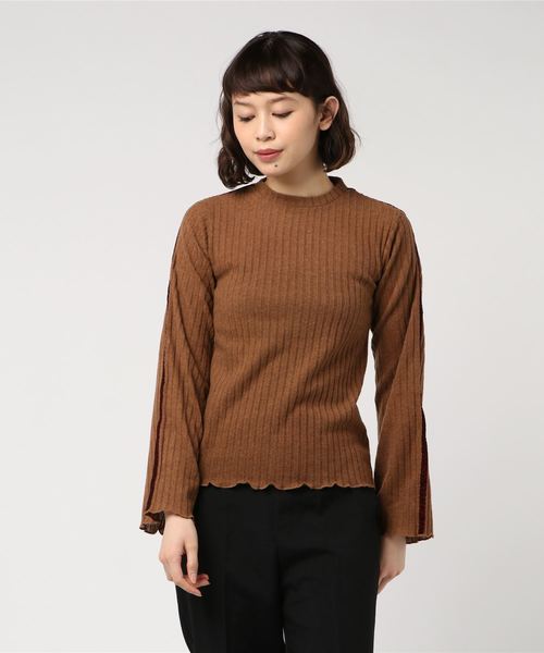Culture Medium（カルチャーミディアム）の「起毛ワイドリブベロアラインTOPS（Tシャツ/カットソー・レディース・キャメル/アイボリー/ブラック・FREE）」の3枚目の写真