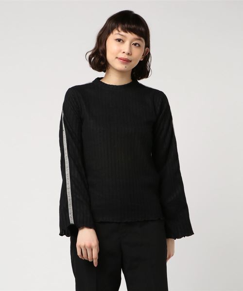 Culture Medium（カルチャーミディアム）の「起毛ワイドリブベロアラインTOPS（Tシャツ/カットソー・レディース・キャメル/アイボリー/ブラック・FREE）」の2枚目の写真