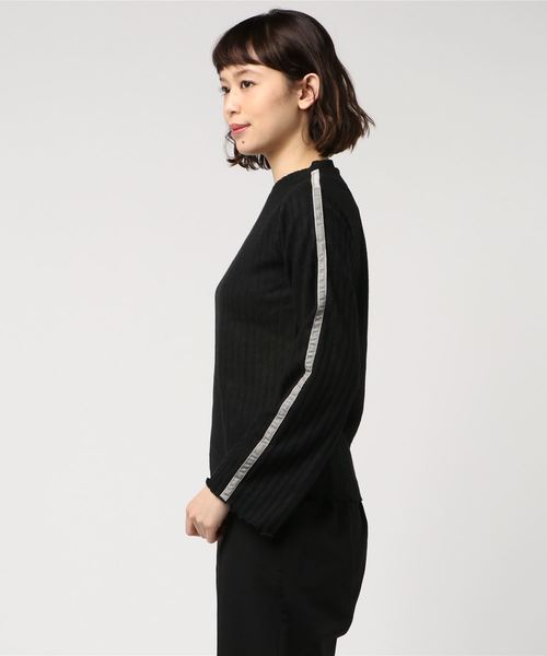 Culture Medium（カルチャーミディアム）の「起毛ワイドリブベロアラインTOPS（Tシャツ/カットソー・レディース・キャメル/アイボリー/ブラック・FREE）」の5枚目の写真