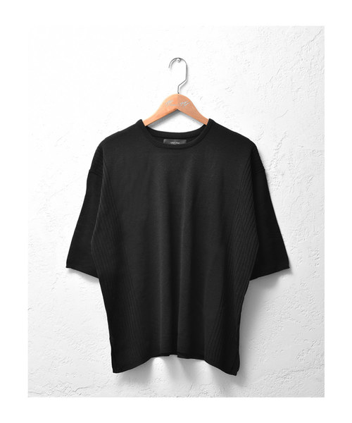 MinoriTY（マイノリティ）の「12Gサイドリブルーズシルエット5分袖サマーニット（ニット/セーター・メンズ・オフホワイト/ブラック/テラコッタ/ピンク/グレー/ベージュ/ネイビー/チャコール・M/L）」の11枚目の写真