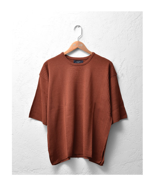 MinoriTY（マイノリティ）の「12Gサイドリブルーズシルエット5分袖サマーニット（ニット/セーター・メンズ・オフホワイト/ブラック/テラコッタ/ピンク/グレー/ベージュ/ネイビー/チャコール・M/L）」の16枚目の写真