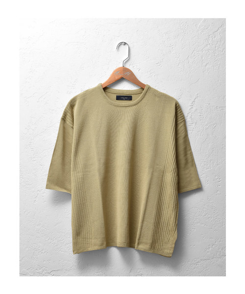 MinoriTY（マイノリティ）の「12Gサイドリブルーズシルエット5分袖サマーニット（ニット/セーター・メンズ・オフホワイト/ブラック/テラコッタ/ピンク/グレー/ベージュ/ネイビー/チャコール・M/L）」の13枚目の写真