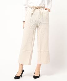麻混ワイドパンツ/レディース　ハイウエスト