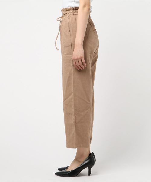 minius（ミニウス）の「麻混ワイドパンツ/レディース　ハイウエスト（その他パンツ・レディース・ブラック/ベージュ系その他/ベージュ・MEDIUM）」の4枚目の写真