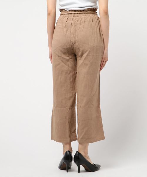 minius（ミニウス）の「麻混ワイドパンツ/レディース　ハイウエスト（その他パンツ・レディース・ブラック/ベージュ系その他/ベージュ・MEDIUM）」の5枚目の写真