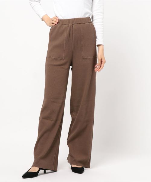 KOBE LETTUCE（コウベレタス）の「2type[ワイドパンツorロングスカート]セルフカットリブボトムス（その他パンツ・レディース・ブラック/アイボリー/モカ/ホワイト系その他/ブラック系その他/ブラウン系その他/ベージュ系その他/グレイッシュベージュ・FREE）」の6枚目の写真