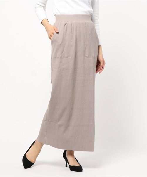 KOBE LETTUCE（コウベレタス）の「2type[ワイドパンツorロングスカート]セルフカットリブボトムス（その他パンツ・レディース・ブラック/アイボリー/モカ/ホワイト系その他/ブラック系その他/ブラウン系その他/ベージュ系その他/グレイッシュベージュ・FREE）」の8枚目の写真