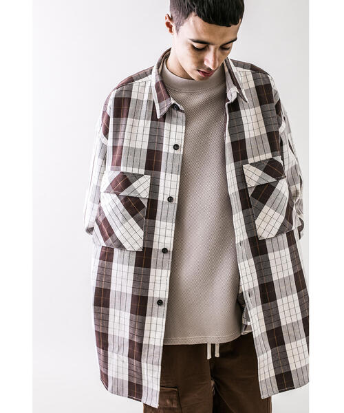 MONKEY TIME(モンキータイム)の「<monkey time> HEAVY CHECK TWILL OVER SIZED CPO/オーバーサイズシャツ(シャツ/ブラウス・メンズ・パープル/ダークブラウン・L/M/S/XL)」の13枚目の写真
