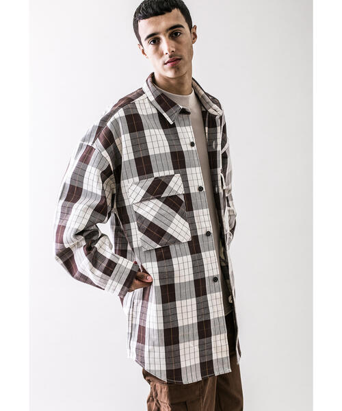 MONKEY TIME(モンキータイム)の「<monkey time> HEAVY CHECK TWILL OVER SIZED CPO/オーバーサイズシャツ(シャツ/ブラウス・メンズ・パープル/ダークブラウン・L/M/S/XL)」の15枚目の写真