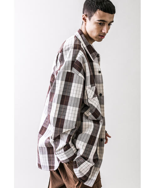 MONKEY TIME(モンキータイム)の「<monkey time> HEAVY CHECK TWILL OVER SIZED CPO/オーバーサイズシャツ(シャツ/ブラウス・メンズ・パープル/ダークブラウン・L/M/S/XL)」の14枚目の写真