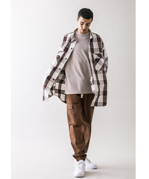MONKEY TIME(モンキータイム)の「<monkey time> HEAVY CHECK TWILL OVER SIZED CPO/オーバーサイズシャツ(シャツ/ブラウス・メンズ・パープル/ダークブラウン・L/M/S/XL)」の17枚目の写真