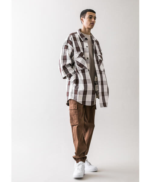 MONKEY TIME(モンキータイム)の「<monkey time> HEAVY CHECK TWILL OVER SIZED CPO/オーバーサイズシャツ(シャツ/ブラウス・メンズ・パープル/ダークブラウン・L/M/S/XL)」の16枚目の写真
