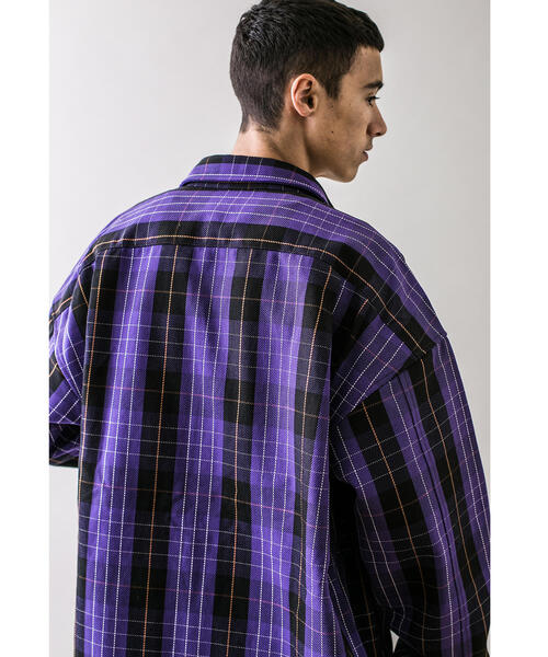 MONKEY TIME(モンキータイム)の「<monkey time> HEAVY CHECK TWILL OVER SIZED CPO/オーバーサイズシャツ(シャツ/ブラウス・メンズ・パープル/ダークブラウン・L/M/S/XL)」の8枚目の写真