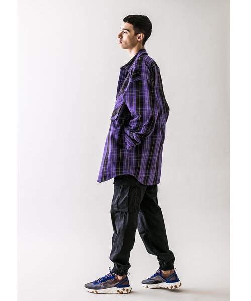 MONKEY TIME(モンキータイム)の「<monkey time> HEAVY CHECK TWILL OVER SIZED CPO/オーバーサイズシャツ(シャツ/ブラウス・メンズ・パープル/ダークブラウン・L/M/S/XL)」の7枚目の写真