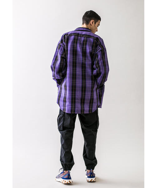 MONKEY TIME(モンキータイム)の「<monkey time> HEAVY CHECK TWILL OVER SIZED CPO/オーバーサイズシャツ(シャツ/ブラウス・メンズ・パープル/ダークブラウン・L/M/S/XL)」の3枚目の写真