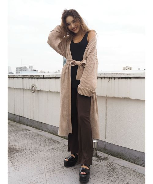 EVRIS（エヴリス）の「リブフレアレギンス（レギンス/スパッツ・レディース・ブラック/ブラウン/グレー/カーキ・FREE）」の12枚目の写真