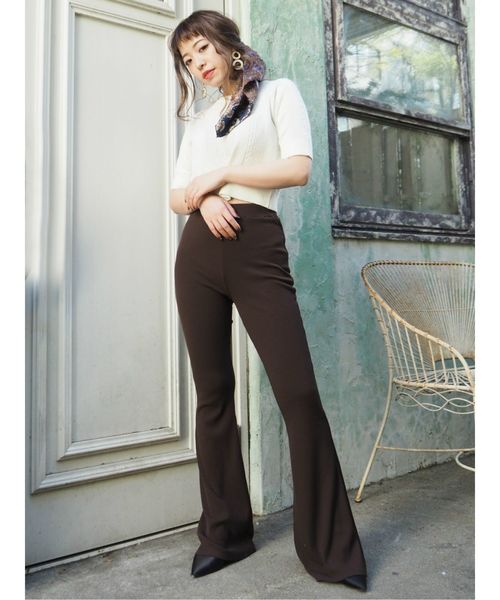 EVRIS（エヴリス）の「リブフレアレギンス（レギンス/スパッツ・レディース・ブラック/ブラウン/グレー/カーキ・FREE）」の18枚目の写真