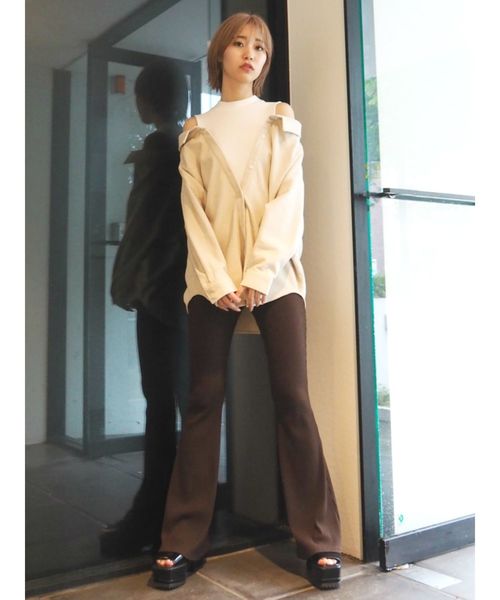 EVRIS（エヴリス）の「リブフレアレギンス（レギンス/スパッツ・レディース・ブラック/ブラウン/グレー/カーキ・FREE）」の21枚目の写真