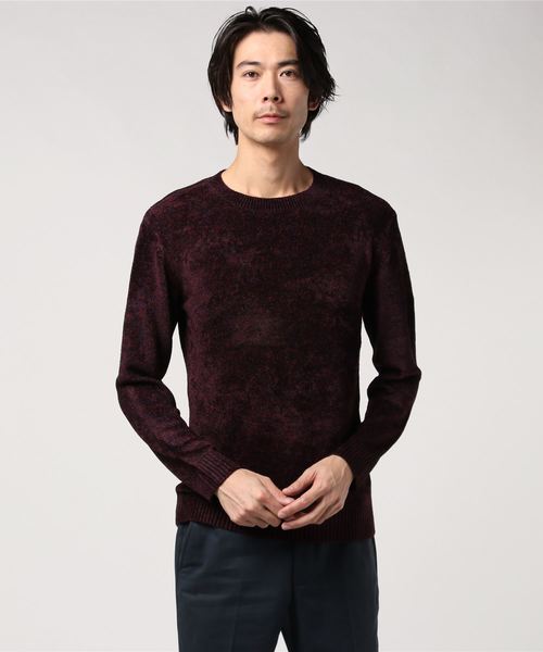 HIGH STREET(ハイストリート)の「HIGH STREET∴MIXモールクルーネックニット(ニット/セーター)」|ボルドー