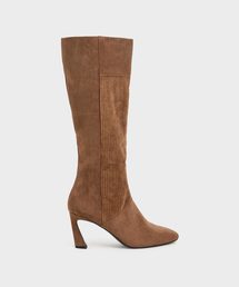 カーブドヒール コーデュロイニーブーツ / Curved Heel Corduroy Knee Boots