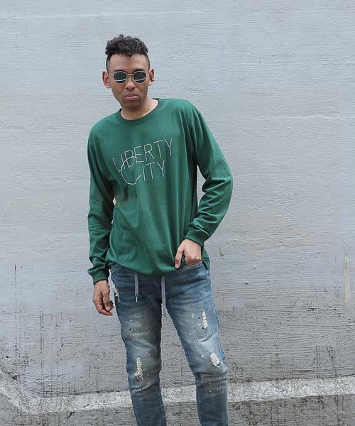 LIBERTY CITY（リバティシティ）の「【LIBERTY CITY/リバティーシティ】 [BIG C] ロンT（Tシャツ/カットソー・メンズ・グリーン/ブラック/ホワイト・2/4/3）」の3枚目の写真