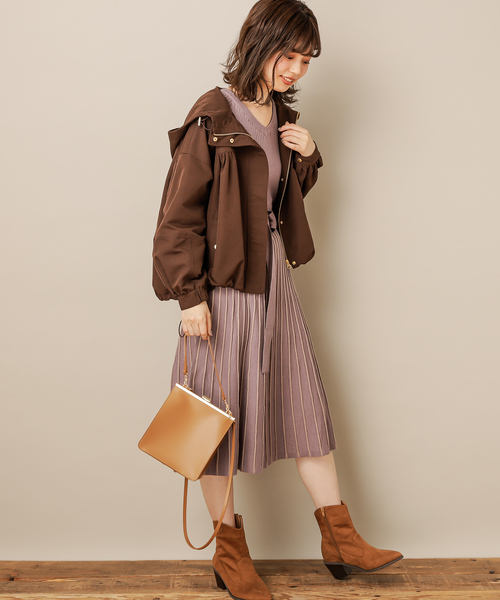 natural couture（ナチュラルクチュール）の「ボリューム袖マンパ（マウンテンパーカー・レディース・ブラウン/ベージュ/カーキ・FREE）」の6枚目の写真