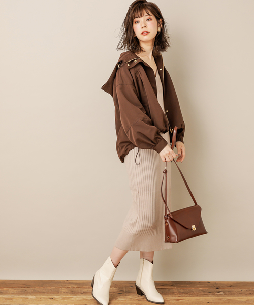 natural couture（ナチュラルクチュール）の「ボリューム袖マンパ（マウンテンパーカー・レディース・ブラウン/ベージュ/カーキ・FREE）」の4枚目の写真