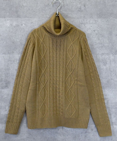 Anytime Songs（エニータイムソングス）の「アラン編みタートルネックセーター（ニット/セーター・メンズ・グレー/ブルー/ワインレッド/ホワイト/ブラック/ネイビー/ブラック系その他/ホワイト×ブラック/ベージュ・MEDIUM/LARGE/SMALL/X-LARGE）」の7枚目の写真