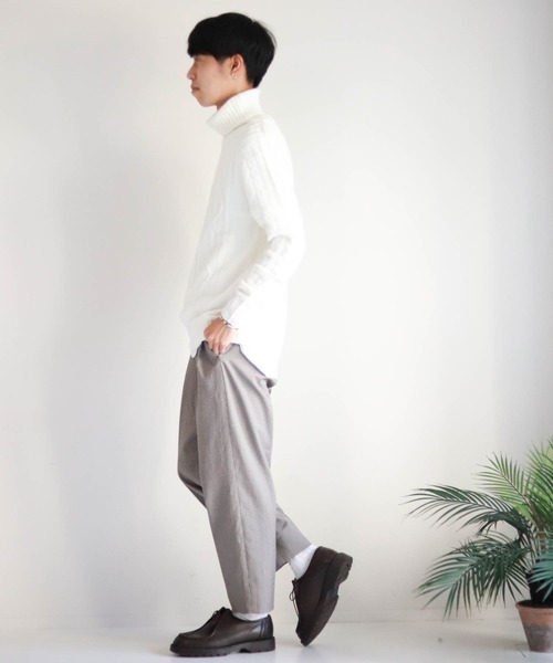 Anytime Songs（エニータイムソングス）の「アラン編みタートルネックセーター（ニット/セーター・メンズ・グレー/ブルー/ワインレッド/ホワイト/ブラック/ネイビー/ブラック系その他/ホワイト×ブラック/ベージュ・MEDIUM/LARGE/SMALL/X-LARGE）」の13枚目の写真