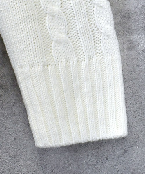 Anytime Songs（エニータイムソングス）の「アラン編みタートルネックセーター（ニット/セーター・メンズ・グレー/ブルー/ワインレッド/ホワイト/ブラック/ネイビー/ブラック系その他/ホワイト×ブラック/ベージュ・MEDIUM/LARGE/SMALL/X-LARGE）」の21枚目の写真