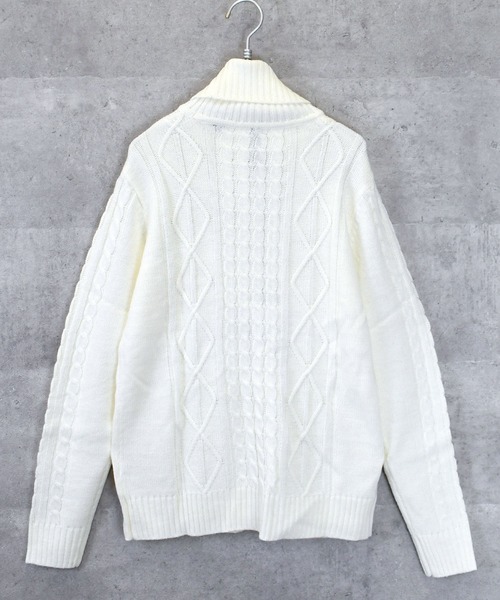 Anytime Songs（エニータイムソングス）の「アラン編みタートルネックセーター（ニット/セーター・メンズ・グレー/ブルー/ワインレッド/ホワイト/ブラック/ネイビー/ブラック系その他/ホワイト×ブラック/ベージュ・MEDIUM/LARGE/SMALL/X-LARGE）」の19枚目の写真