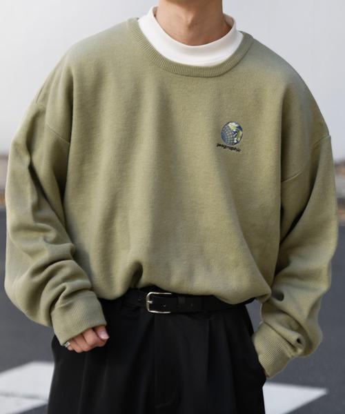 kutir（クティール）の「地球刺繍ニット（Tシャツ/カットソー・メンズ・パープル/ブラック/ライトグリーン・MEDIUM/LARGE）」の2枚目の写真