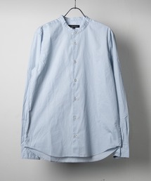 日本製洗いざらしコットンブロードノーカラーシャツ ナノファイン加工(GW)