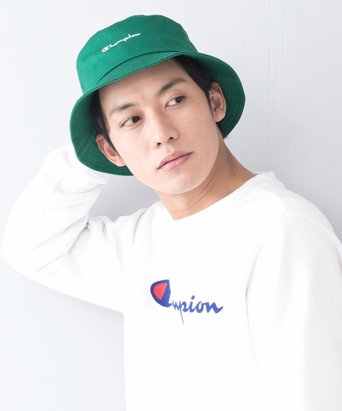 Champion(チャンピオン)の「【CHAMPION/チャンピオン】スクリプトバケットハット ブランドロゴ 刺繍(ハット・メンズ・ワンウォッシュ/ケミカルウォッシュ/ワイン/ライトグリーン/ミント/ホワイト/ブラック/ベージュ/パープル/ネイビー/ピンク/イエロー・FREE)」の5枚目の写真