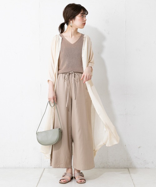 natural couture（ナチュラルクチュール）の「ロングチュニックワンピース（ワンピース・レディース・カーキ/アイボリー/グレイッシュベージュ/ラベンダー・FREE）」の5枚目の写真