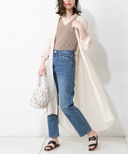 natural couture（ナチュラルクチュール）の「ロングチュニックワンピース（ワンピース・レディース・カーキ/アイボリー/グレイッシュベージュ/ラベンダー・FREE）」の14枚目の写真