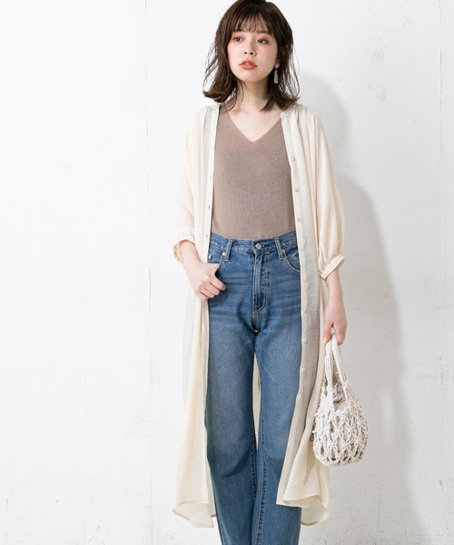 natural couture（ナチュラルクチュール）の「ロングチュニックワンピース（ワンピース・レディース・カーキ/アイボリー/グレイッシュベージュ/ラベンダー・FREE）」の11枚目の写真