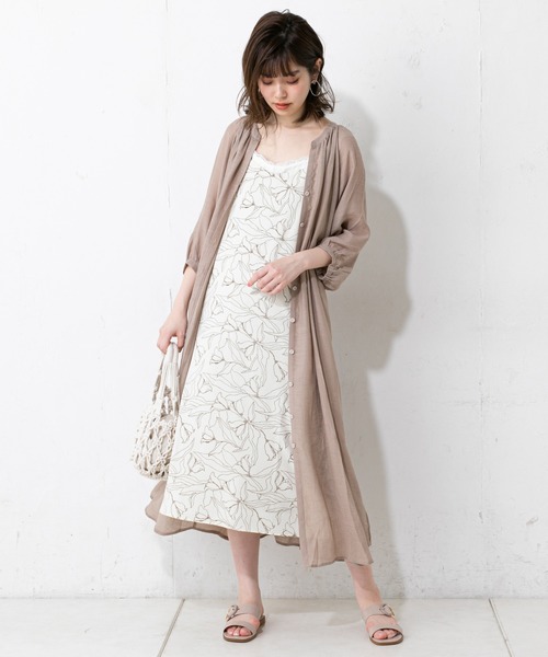 natural couture（ナチュラルクチュール）の「ロングチュニックワンピース（ワンピース・レディース・カーキ/アイボリー/グレイッシュベージュ/ラベンダー・FREE）」の15枚目の写真