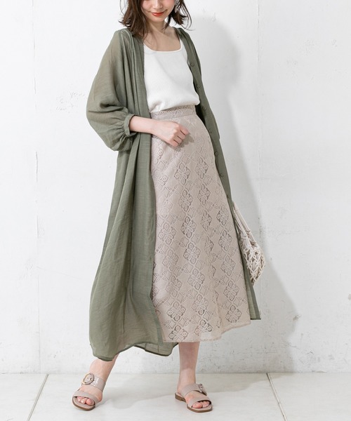 natural couture（ナチュラルクチュール）の「ロングチュニックワンピース（ワンピース・レディース・カーキ/アイボリー/グレイッシュベージュ/ラベンダー・FREE）」の6枚目の写真