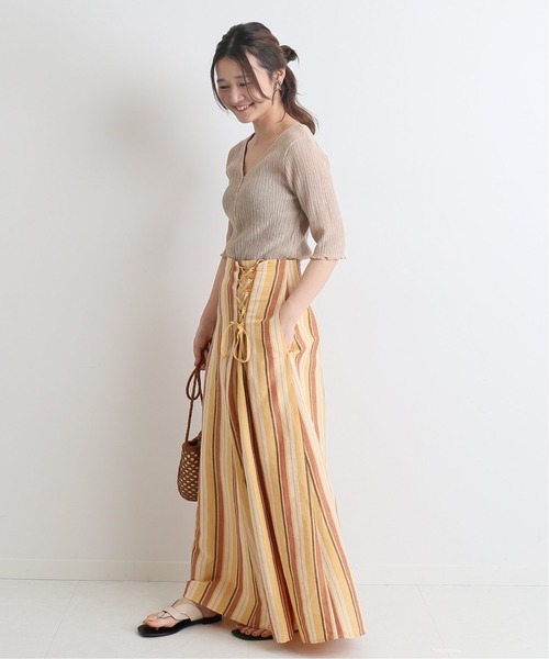 SLOBE IENA(スローブイエナ)の「リネンレースアップスカート◆(スカート・レディース・イエロー/ナチュラル/ブラック系その他・40/38/36)」の5枚目の写真