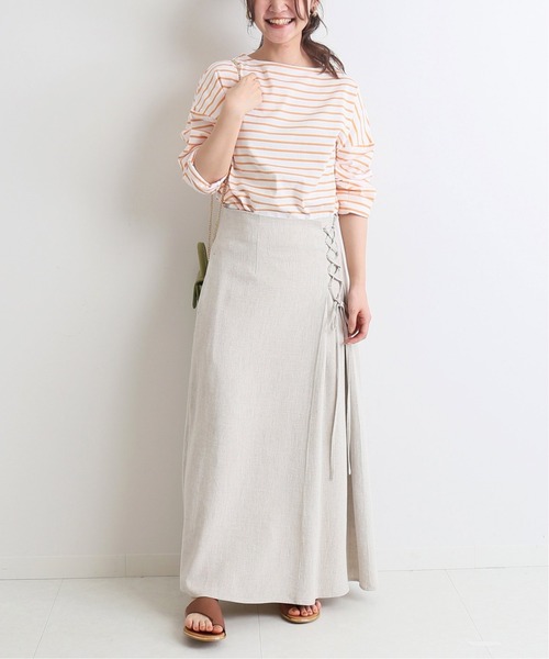 SLOBE IENA(スローブイエナ)の「リネンレースアップスカート◆(スカート・レディース・イエロー/ナチュラル/ブラック系その他・40/38/36)」の10枚目の写真