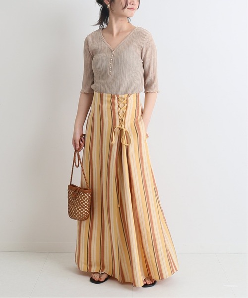 SLOBE IENA(スローブイエナ)の「リネンレースアップスカート◆(スカート・レディース・イエロー/ナチュラル/ブラック系その他・40/38/36)」の14枚目の写真