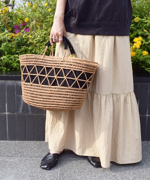 DouDou（ドゥドゥ）の「カゴバッグ（かごバッグ・レディース・ブラック/オフホワイト・FREE）」の2枚目の写真