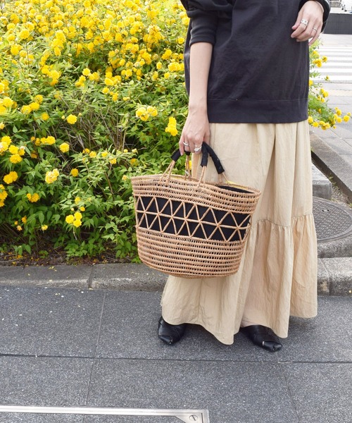 DouDou（ドゥドゥ）の「カゴバッグ（かごバッグ・レディース・ブラック/オフホワイト・FREE）」の18枚目の写真