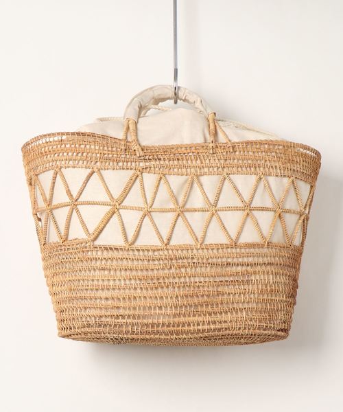 DouDou（ドゥドゥ）の「カゴバッグ（かごバッグ・レディース・ブラック/オフホワイト・FREE）」の6枚目の写真