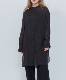 バンドカラーシアーシャツチュニック